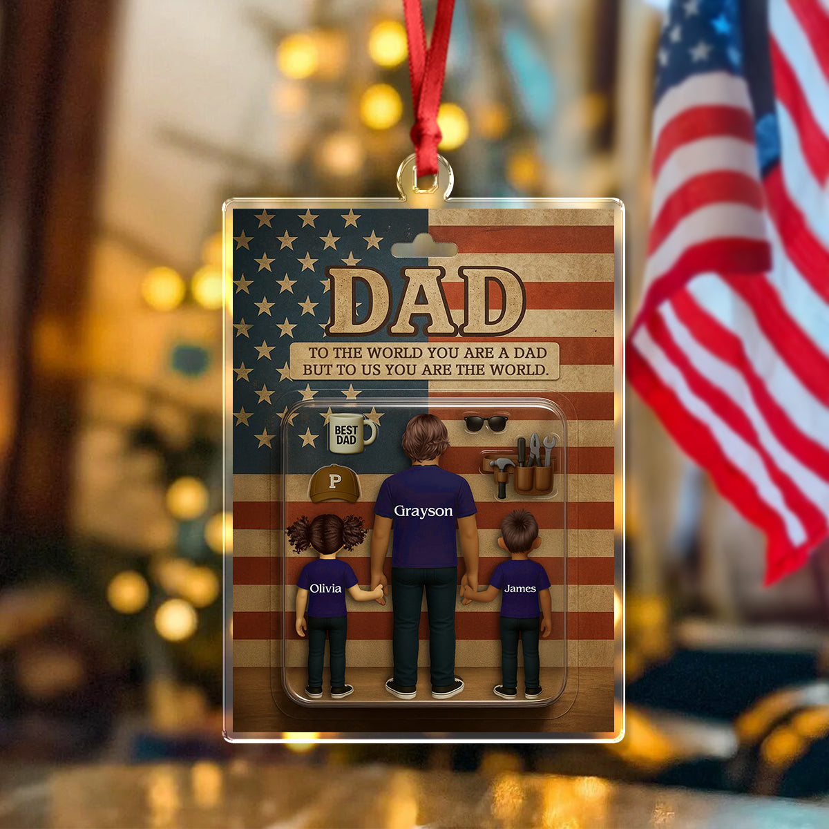 Personalized Name You Are The World Dad Family Christmas Acrylic Ornament LM32 895597