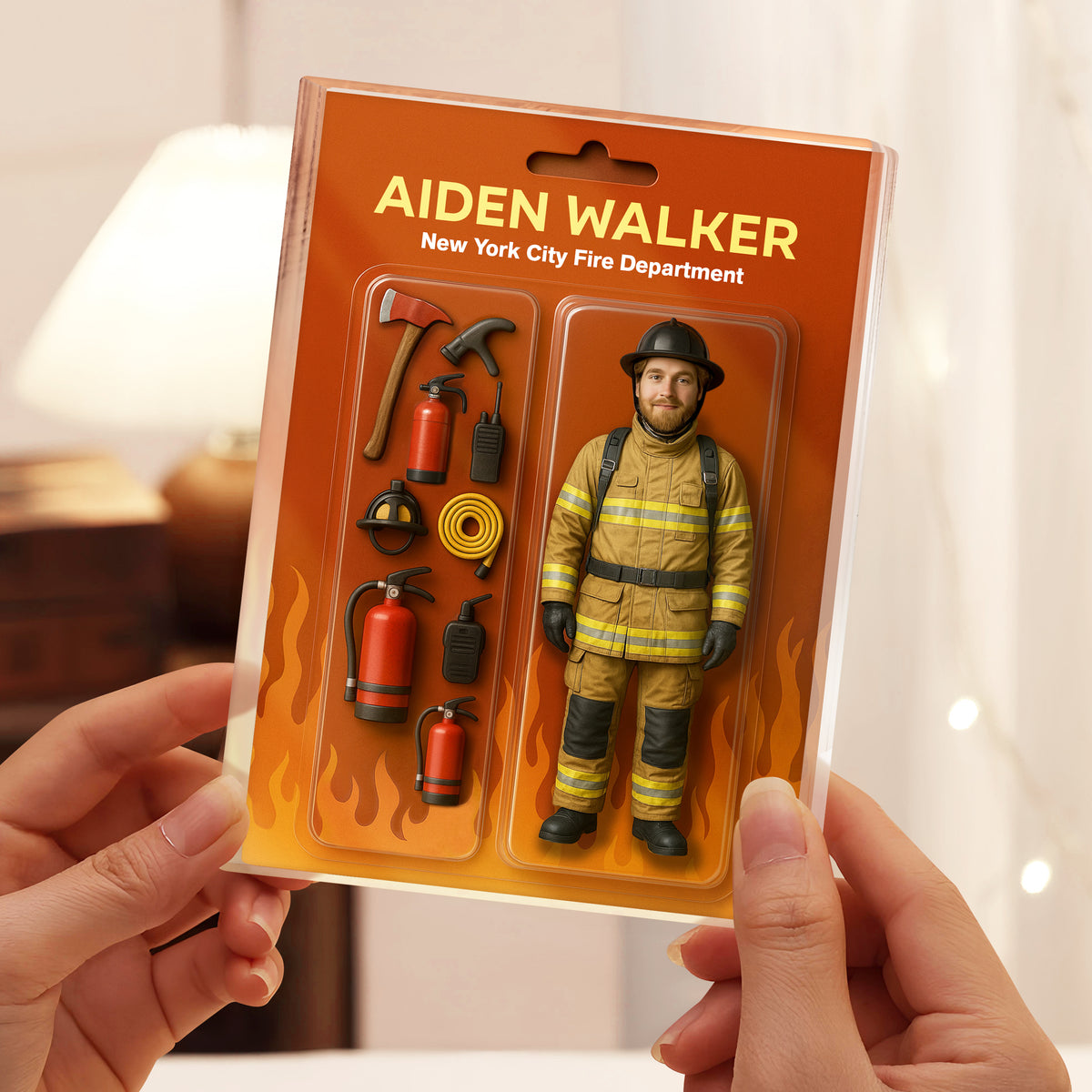 Custom Photo 3D Effect Firefighter Action Figure Acrylic Block Plaque, Unique Keepsake HO82 893918