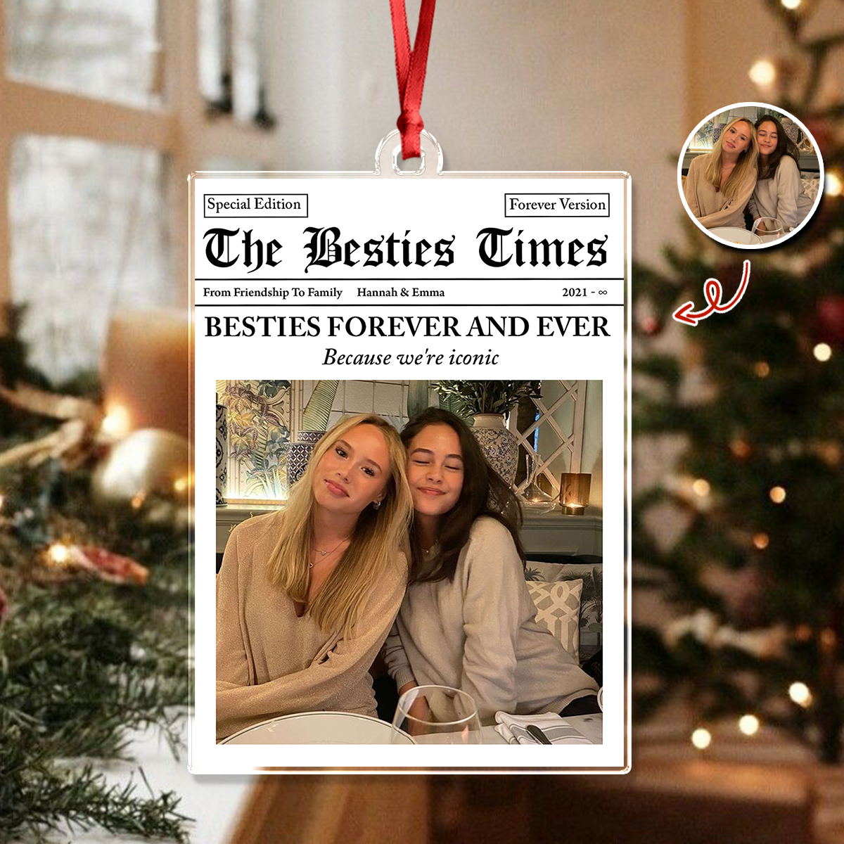 Custom Photo Besties Forever And Ever Acrylic Ornament Christmas Gift For Besties HO82 894726