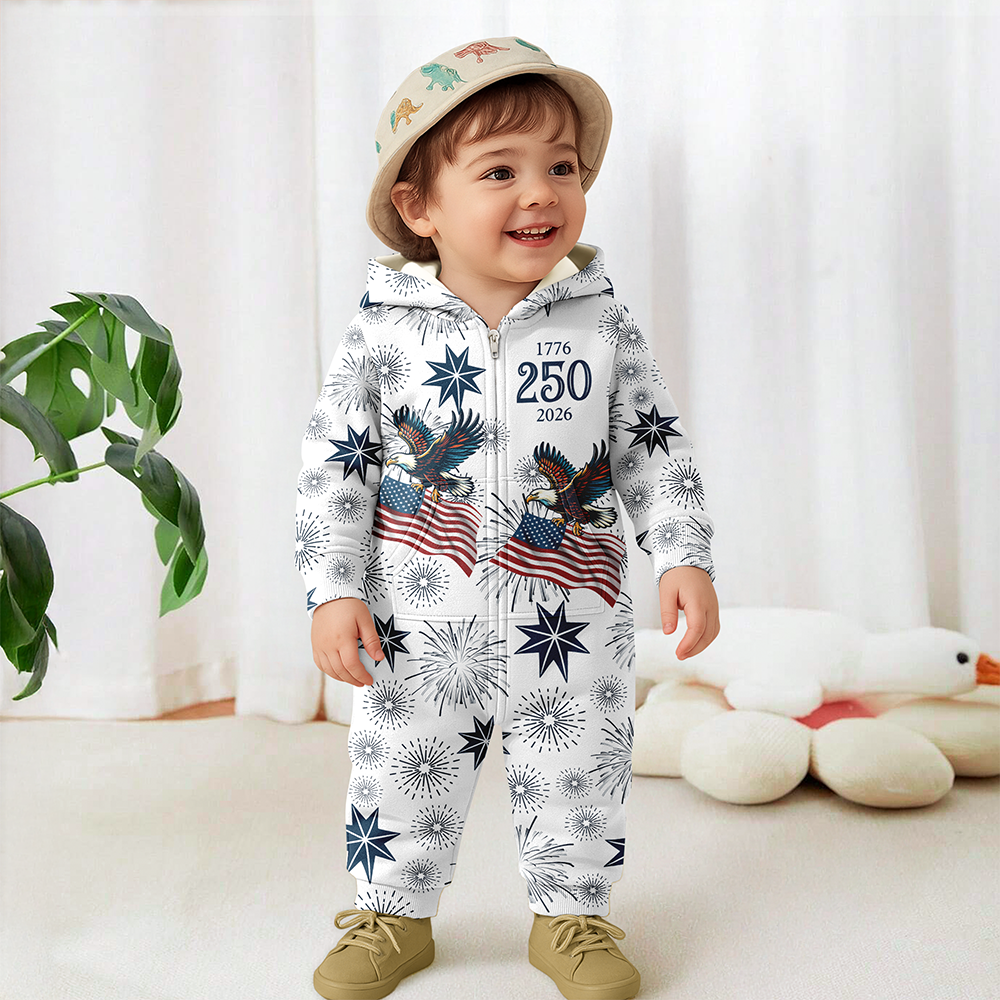 Personalized USA 250 Anniversary Eagle 1776-2026 Onesie Pajamas HA75 919078