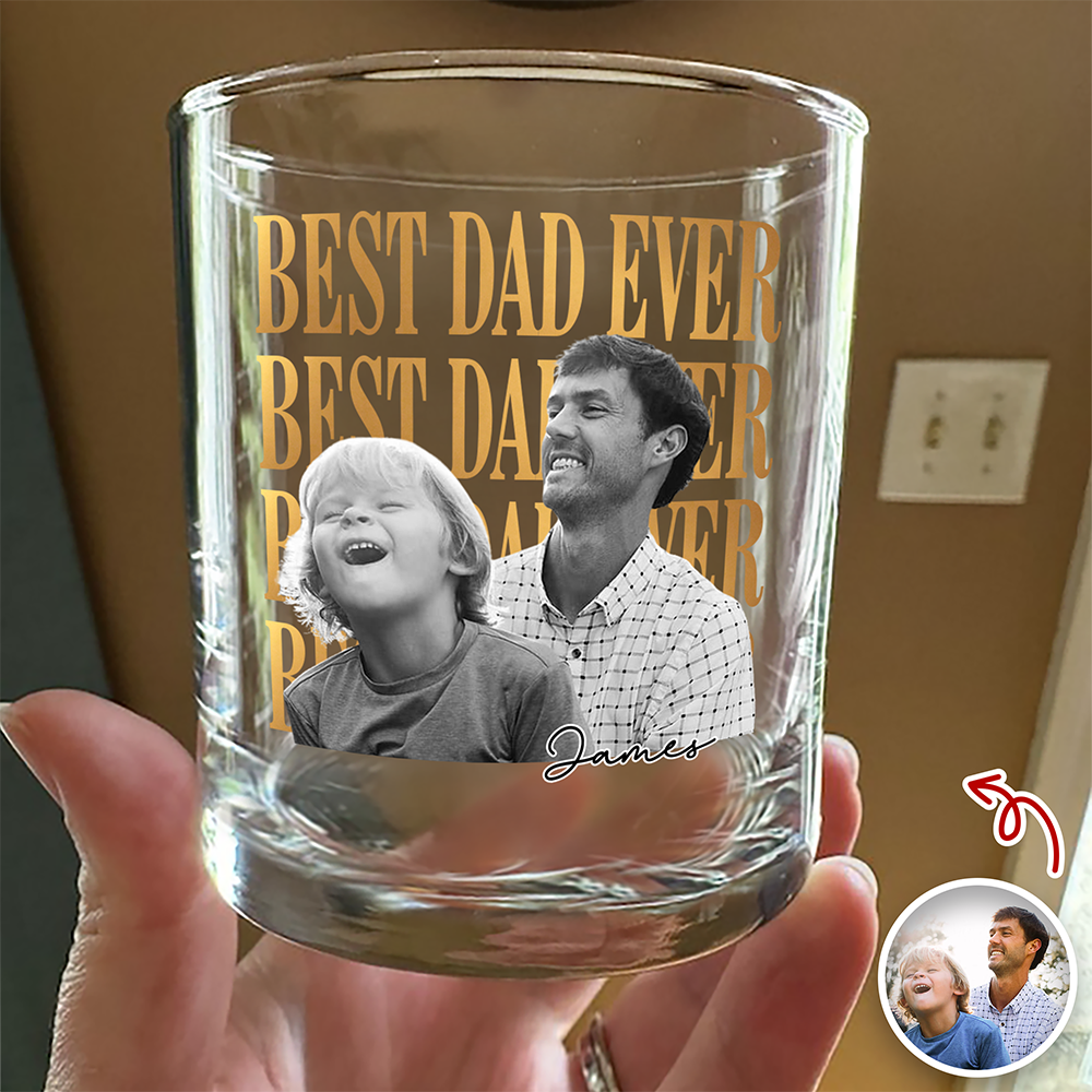 Custom Vintage Photo Best Dad Ever Whiskey Glass - Father’s Day Gift TH10 169843