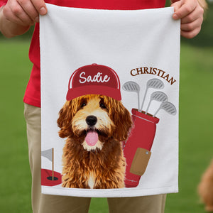 Custom Pet Golf Towel with Pet Photo, Personalized Dog Towel, Custom Cat Cotton Golf Towel HA75 898506