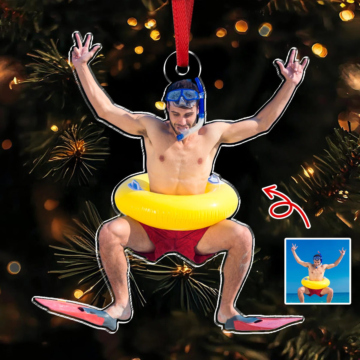 Custom Funny Photo Christmas Acrylic Ornament Christmas Gift HA75 897828