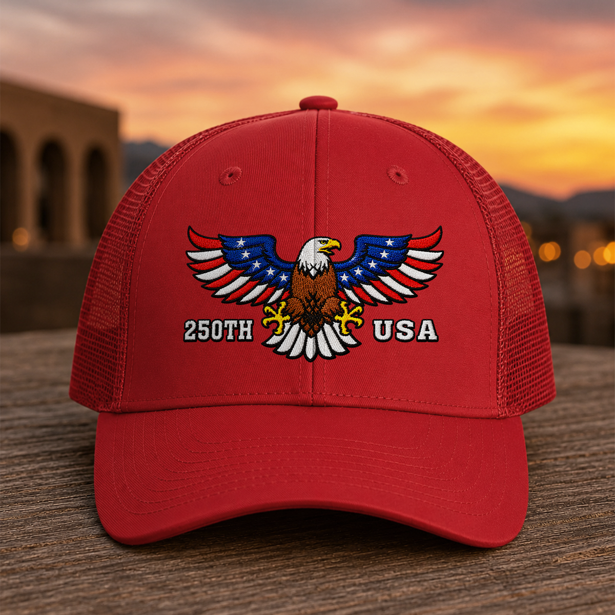 250th Anniversary USA Patriotic Embroidered Trucker Hat CH07 911944