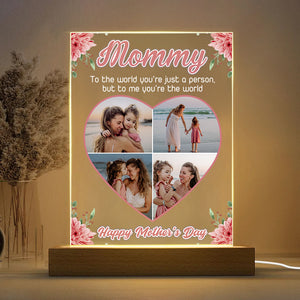 Cutom Photo Mom, To Me You're The Wold Personalized Acrylic Plaque LED Night Light Gift For Mom Grandma CH07 895258