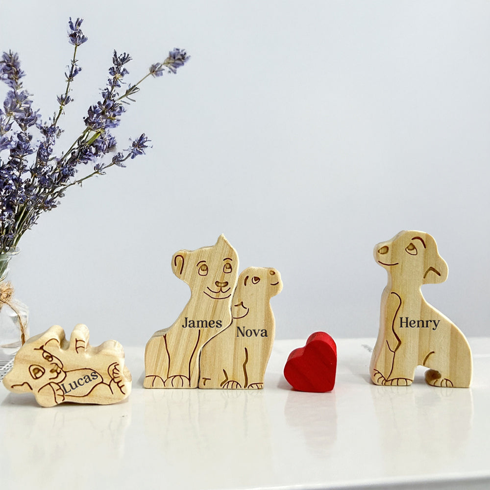 Custom Lion Family Shaped Wooden Puzzle Father's Day Gift LM32 893505