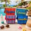 Custom Name Embroidered Waterproof Striped Cosmetic Pouch, Travel Makeup Bag For Summer Vacation CH07 180036