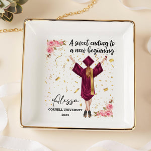 A Sweet Ending To A New Beginning Personalized Jewelry Dish Graduation Gift HA75 891930