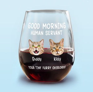 Custom Face Cat Happy Mother's Day Human Servant Wine Glass HA75 892256