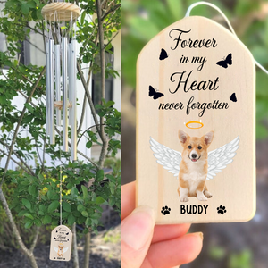 Forever in My Heart, Never Forgotten Custom Photo Dog Cat Memorial Wind Chimes CH07 895424