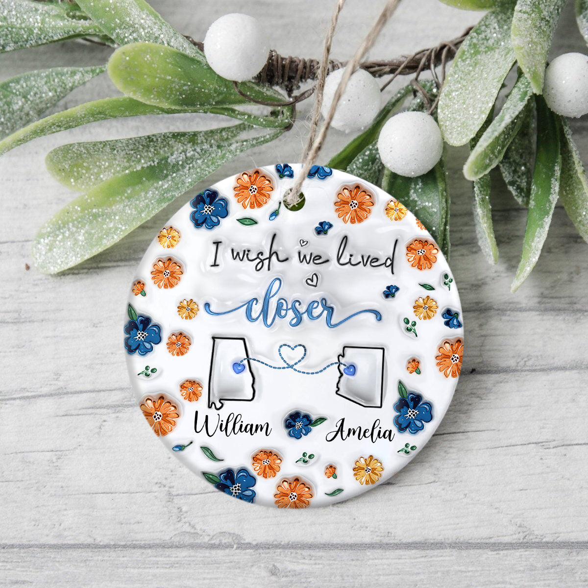 Distance Means So Little When Someone Means So Much  - Personalized 3D Effect Ceramic Ornament LM32 895355