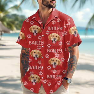 Custom Photo Funny Pet Face Pattern Dog Cat Family Hawaii Shirt HA75 892312