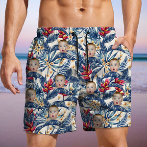Custom Human Photo Hawaii In The Air Family Man's Beach Short HO82 894274