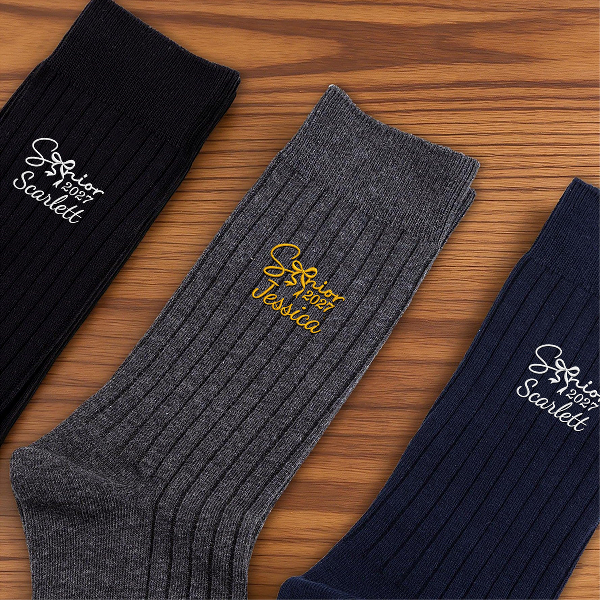 Personalized Name Senior - Class of 2027 Embroidered Socks HA75 919110