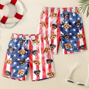 Custom Dog Photo With Us Flag Beach Short For Kid TH10 894103
