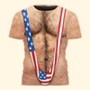 Hairy Body USA Flag Swimsuit 3D Shirt for Men, Funny Patriotic Mankini Tee HA75 921786