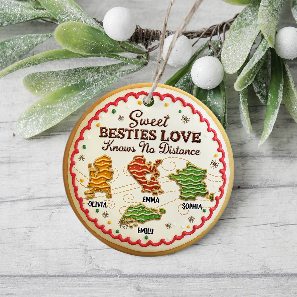 Sweet Family Love Knows No Distance - Personalized 3D Effect Ceramic Ornament LM32 897109