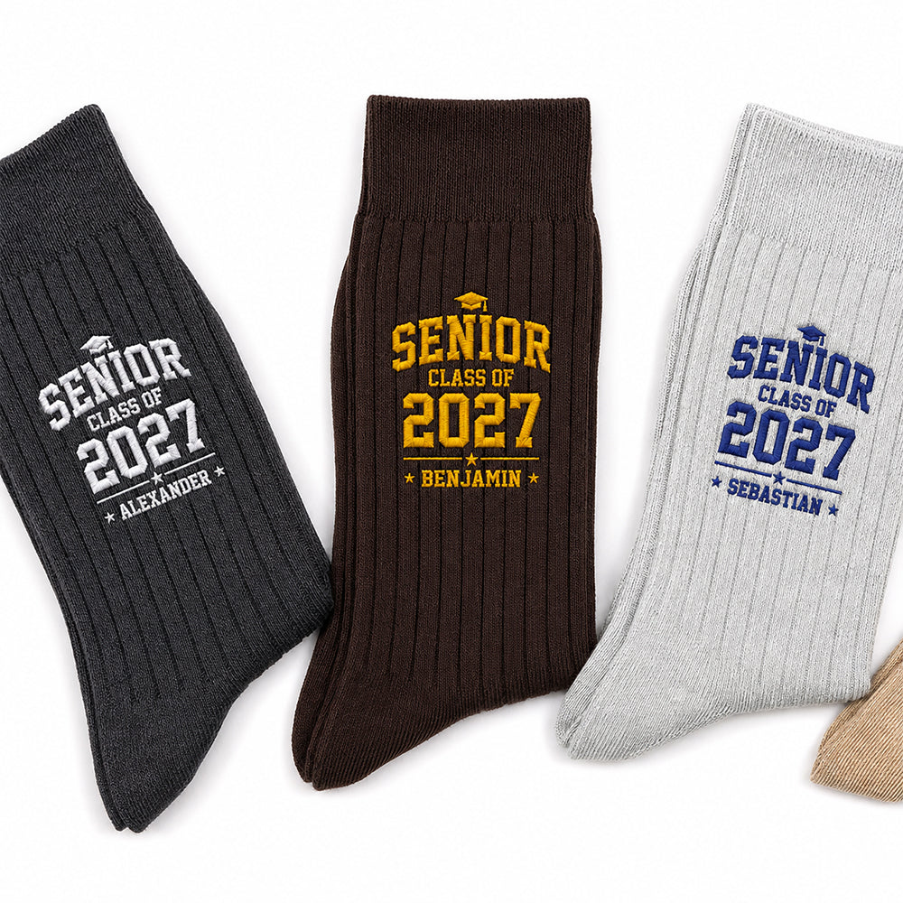 Personalized Name Senior - Class of 2027 Embroidered Socks Ver 2 HA75 919108