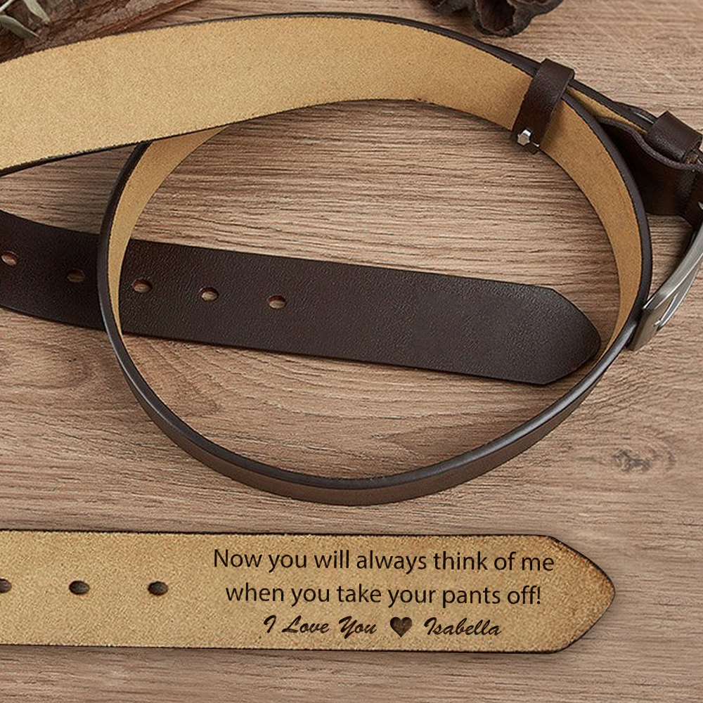Personalized Leather Belt for Men, Engraved Hidden Message Belt, Funny Romantic Gift for Boyfriend Husband LM32 899833