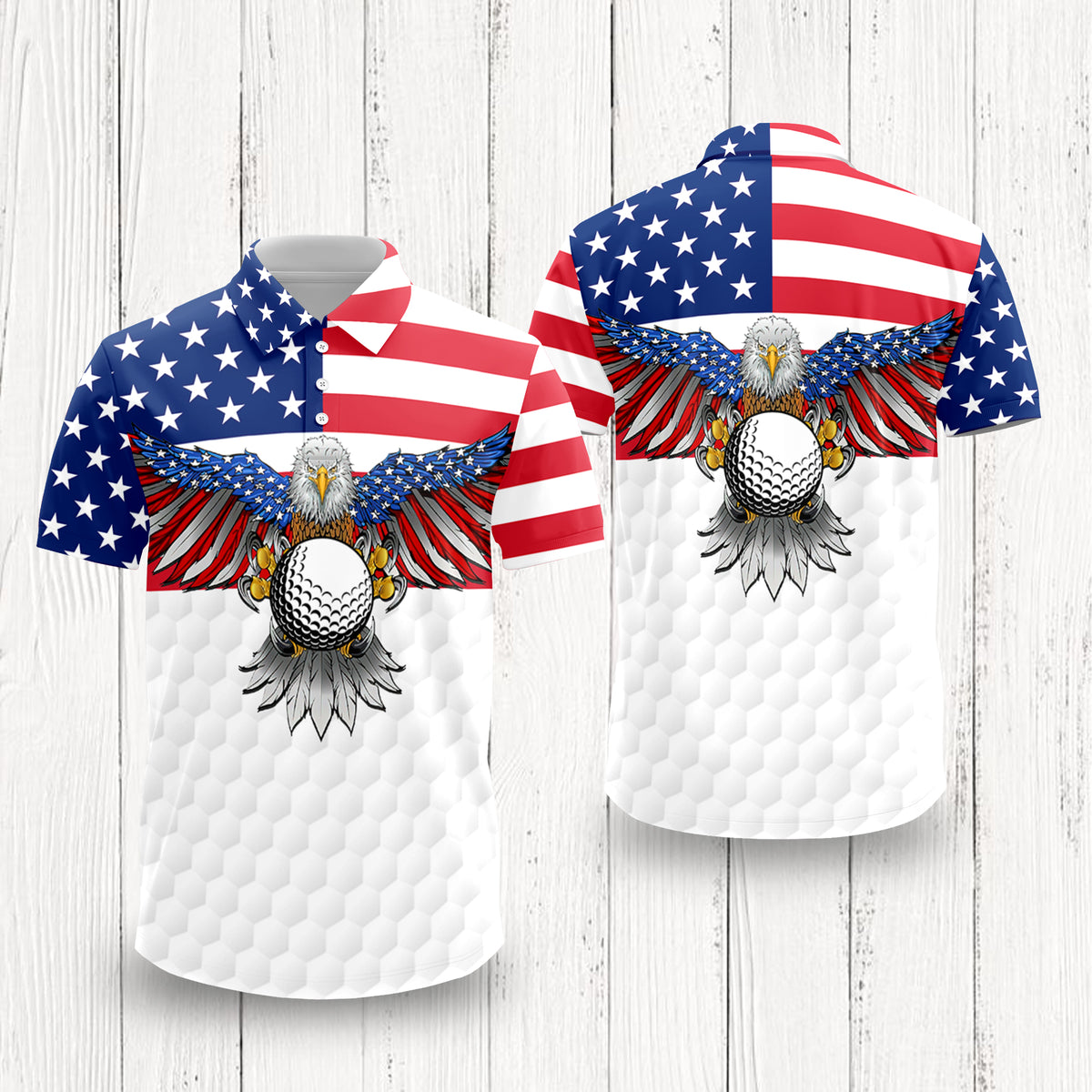 Custom Name Eagle US Flag Personalized Patriotic Polo Shirt HA75 920392