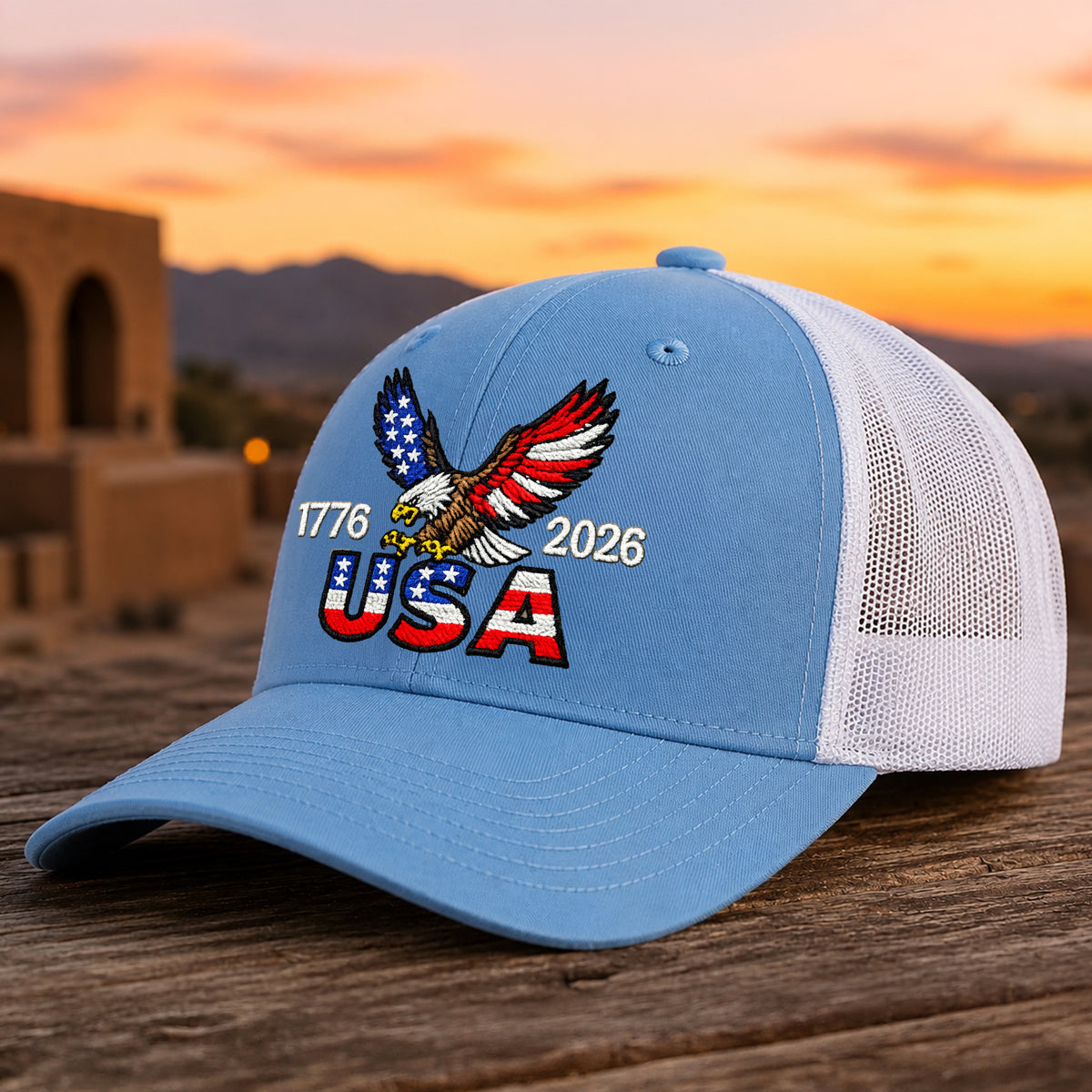 250 Years USA Patriotic 1776-2026 Embroidered Trucker Hat HO82 902876