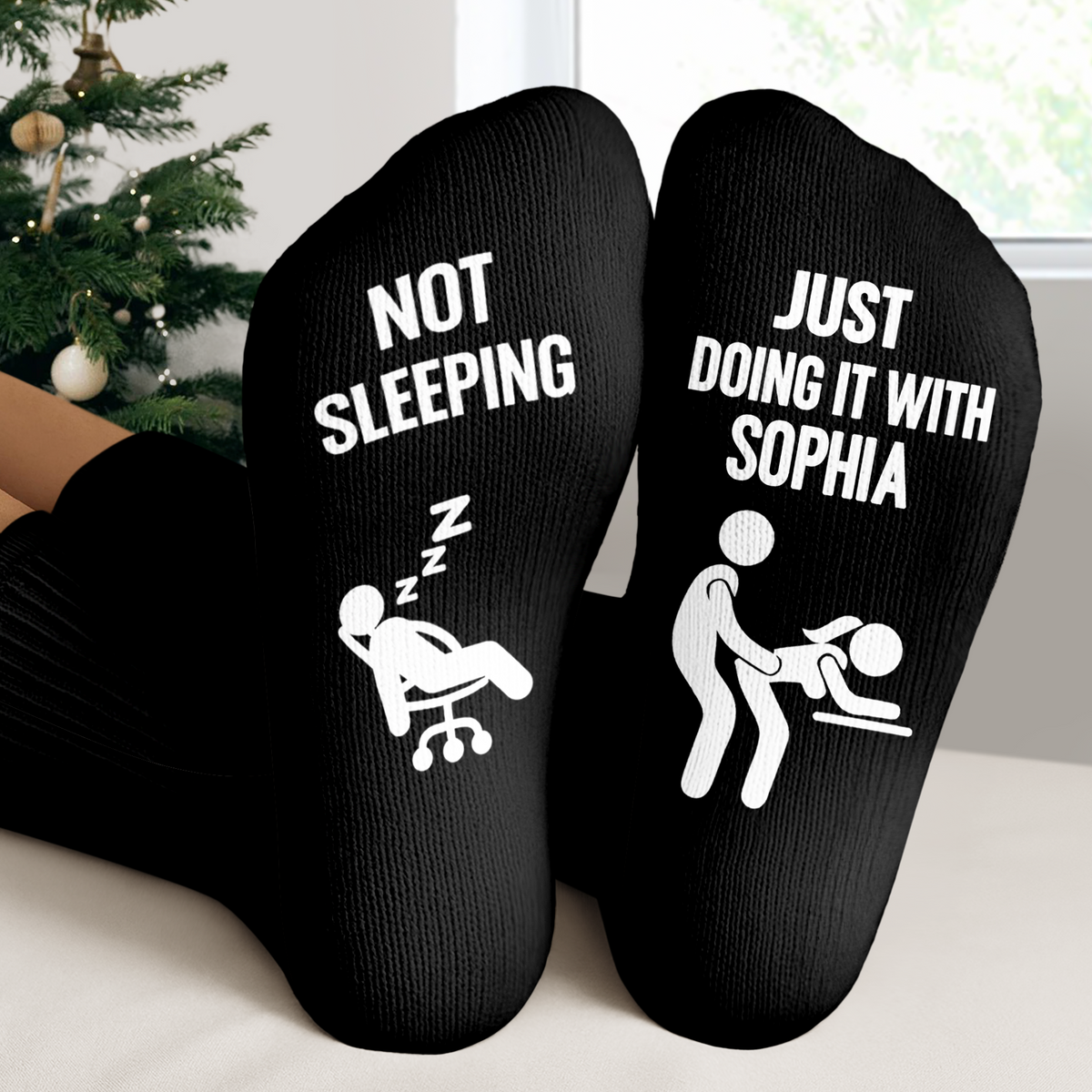 Personalized Funny Adult Not Sleeping Couple Crew Socks, Gift For Husband & Boyfriend HO82 903534