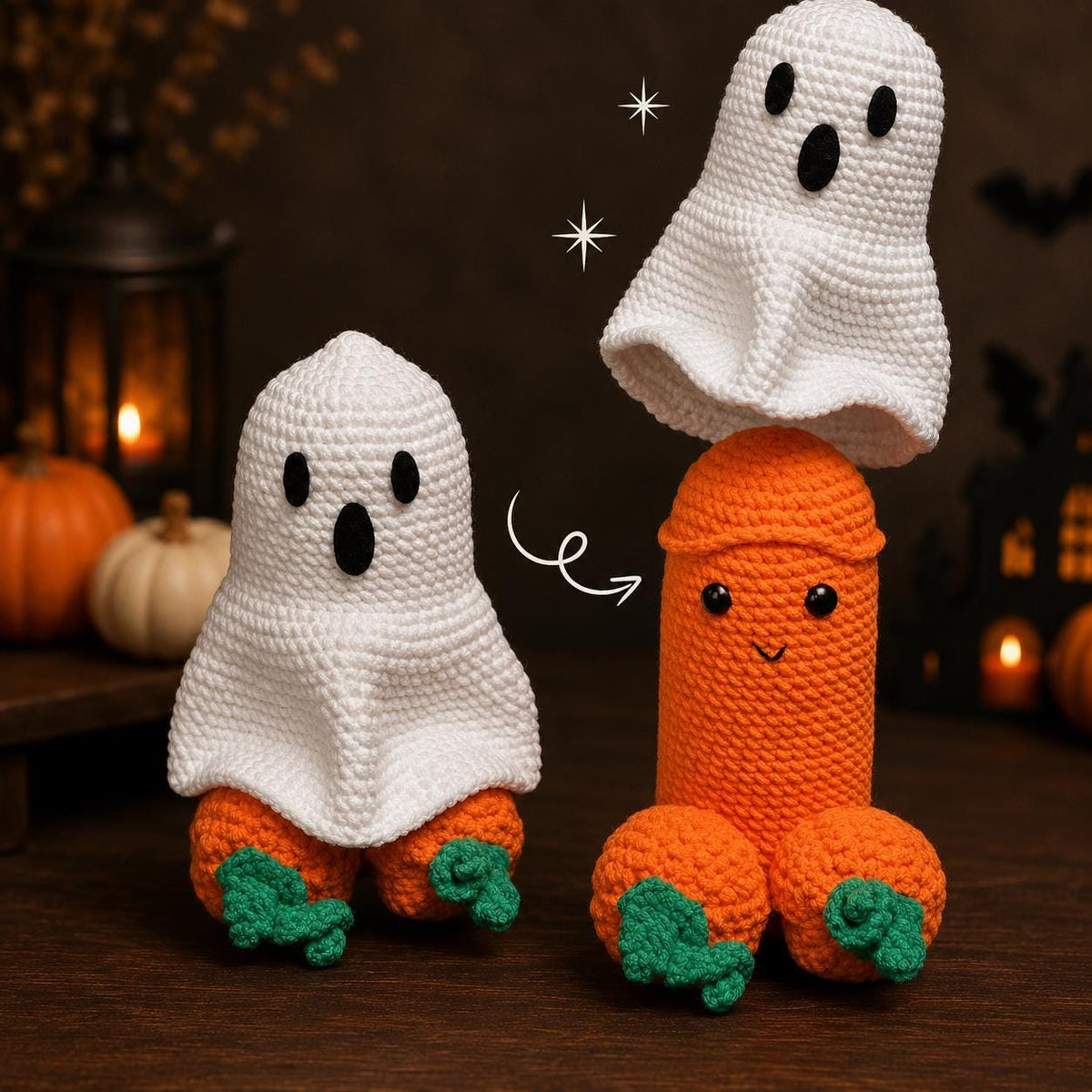 Funny Adult Naughty Spooky Crochet Ghost Halloween Decor, Christmas Decor LM32 670027