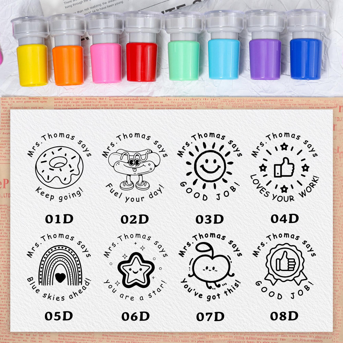 Personalized Teacher Classroom Stamp Gift, Comments & Encouragement Phrases LM32 669319