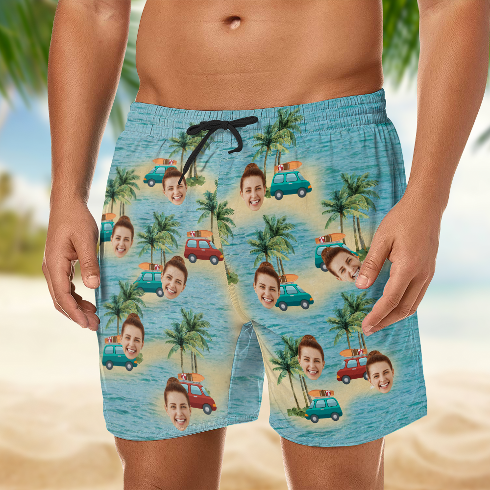 Custom Cute Face Island Vacation Summer Vibe Beach Short LM32 893527
