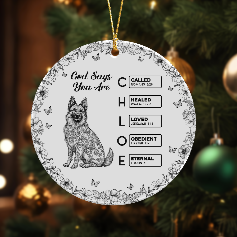 God says I Am Personalized Dog Breeds Chinoiserie Toile De Jouy Style Ceramic Ornament CH07 899242