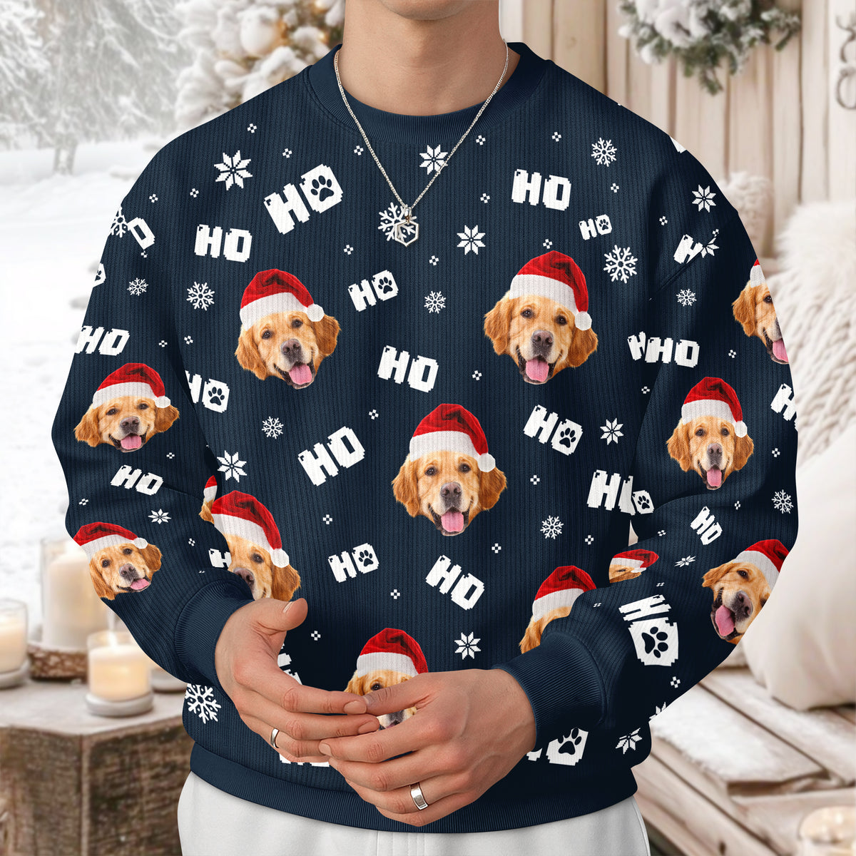 Custom Funny Dog Photo Christmas Ugly Sweater Personalized Gift For Dog Lover CH07 896672