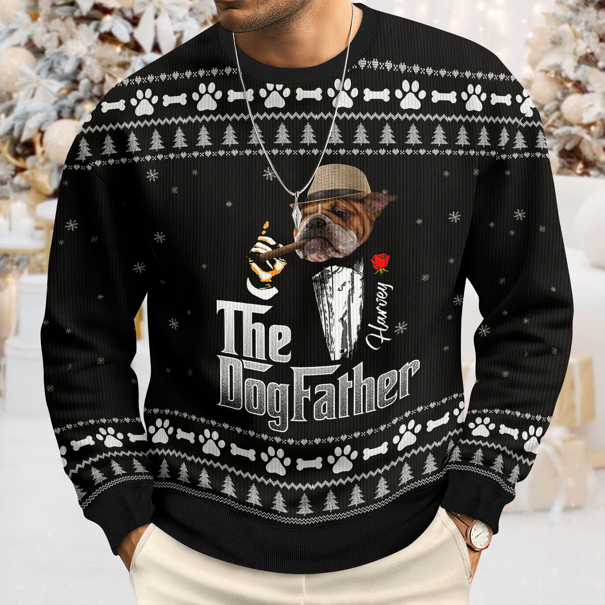 Custom Photo The Dogfather Ugly Sweater For Dog Lover TH10 896629