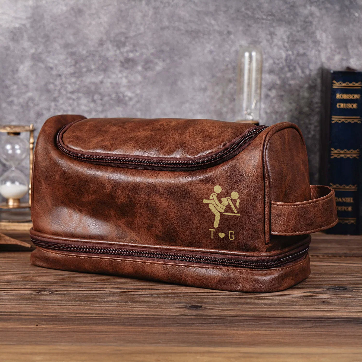 Personalized Funny Adult Engraved Men's Leather Toiletry Bag - Gift For Husband & Boyfriend HO82 903418