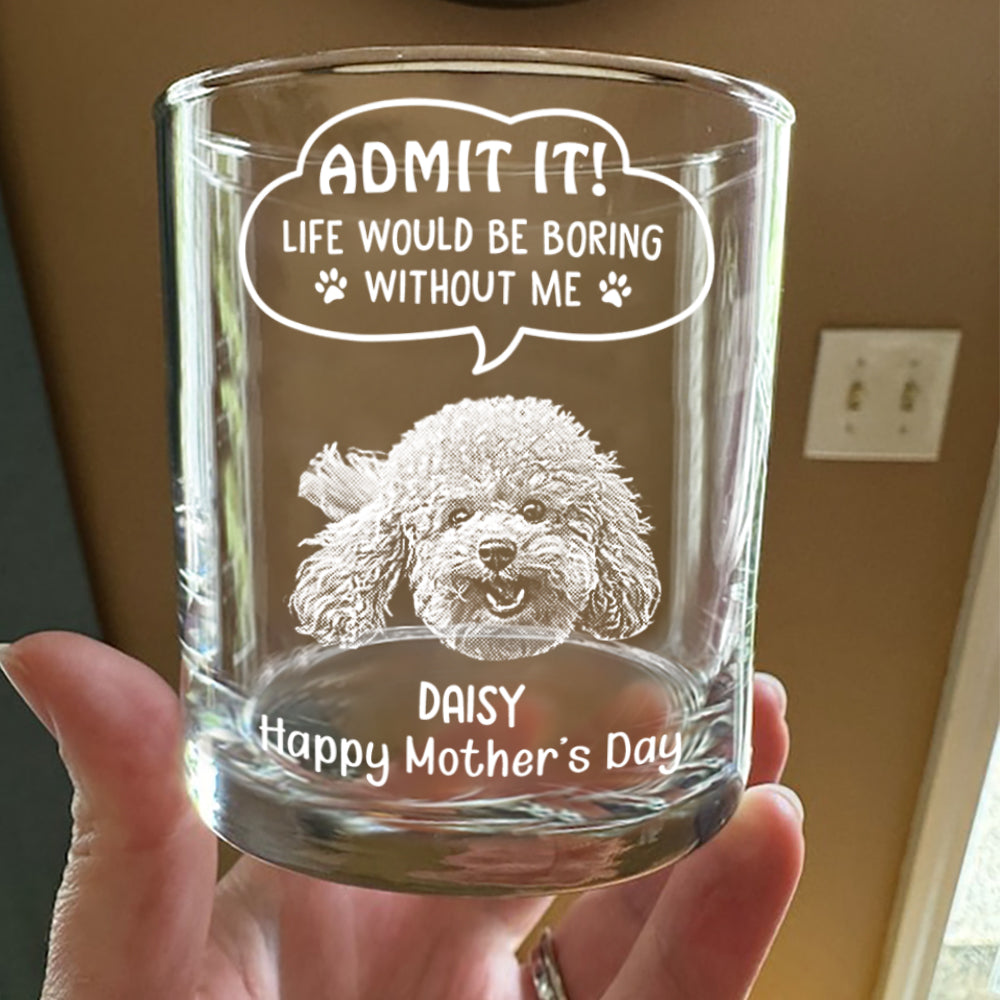 Custom Photo Life Would Be Boring Without Me Dog Cat Engraved Rock Glass New Version HA75 892242