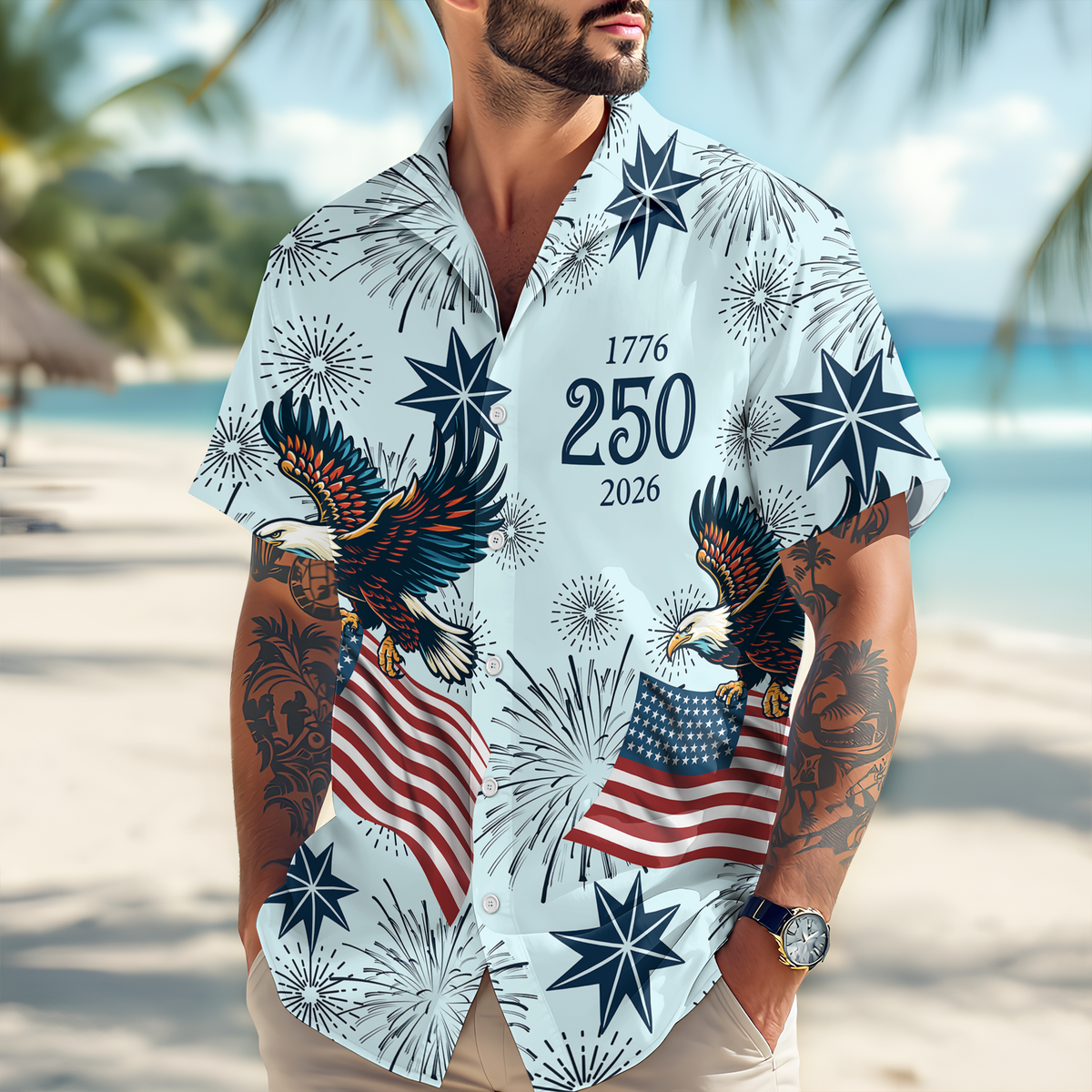 Personalized USA 250 Anniversary Eagle 1776-2026 Hawaii Shirt TH10 898325