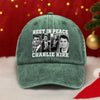 Rest In Peace For Charlie Kirk Memorial Washed Denim Baseball Cap HO82 65736