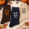 Personalized Name Scary Pumpkin Face Embroidered Socks, Personalized Halloween Gift HA75 919152