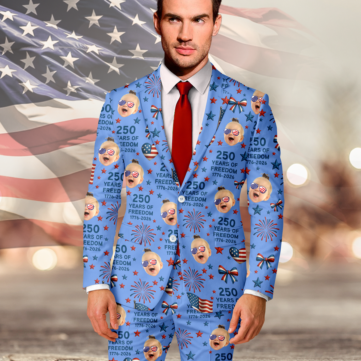 Custom Photo 250 Years Of Freedom 1776-2026 Men's Suit HO82 902732