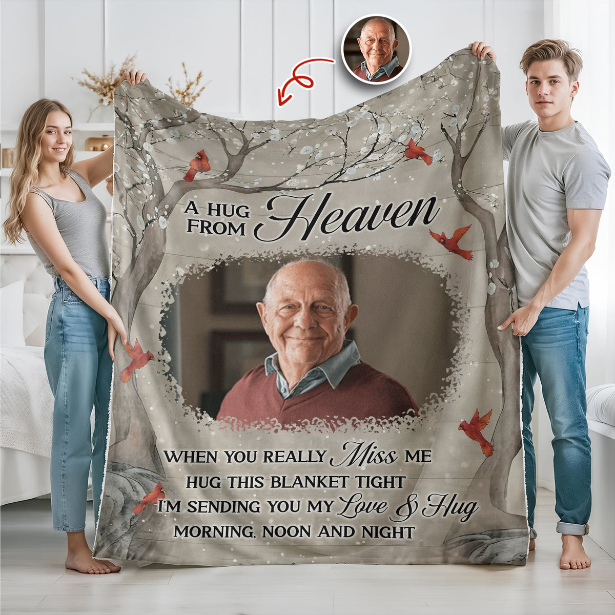 Custom Photo Family Christmas Memorial Blanket Gifts for Family, Friends HO82 894452
