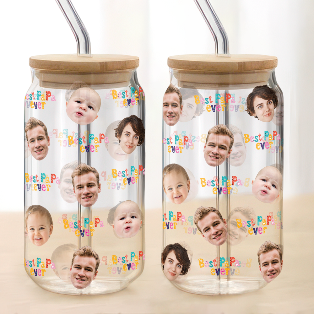 Custom Face Photo Best Family Ever Glass Can With Lid TH10 892657