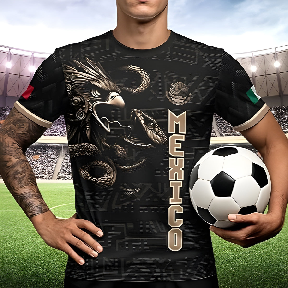 Mexico Soccer Jersey, Mexico Flag Aztec Eagle Jersey Tshirt Sport Lovers LM32 669443