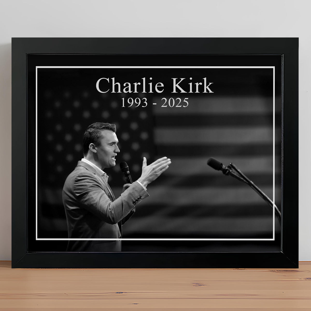 Charlie Kirk Memorial Black and White Style Picture Frame HO82 65806