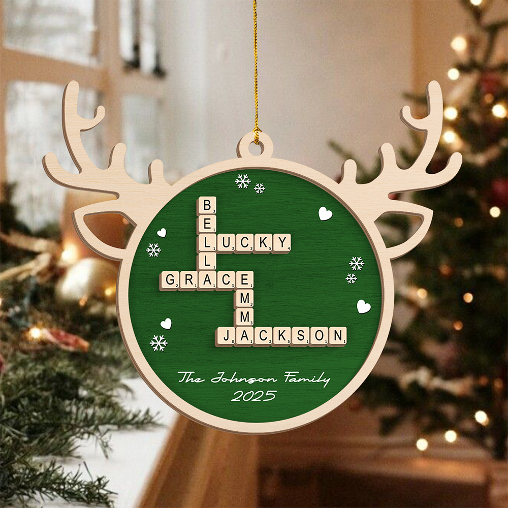 Personalized Family Name Scrabble Christmas 2 Layer Wooden Ornament LM32 895441