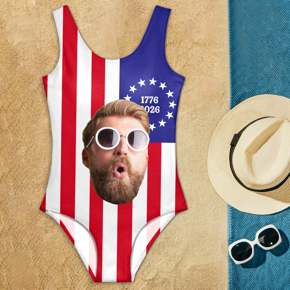 Custom Funny Face Swimsuit America Flag Gift For Her LM32 899871