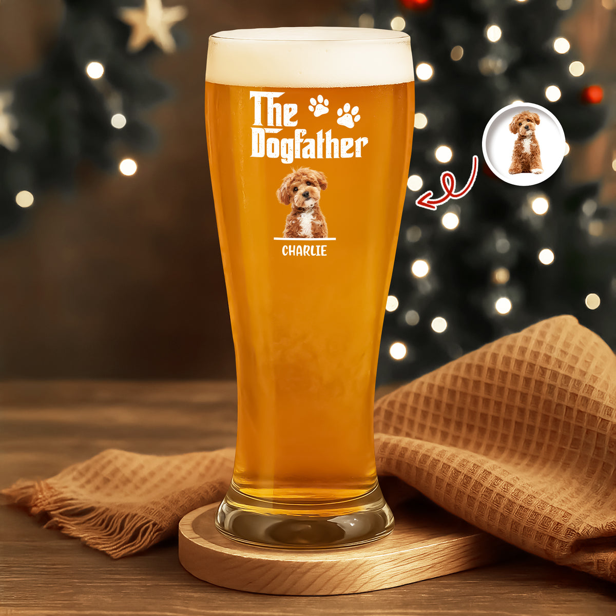 Custom Dog Photo The Dog Father Pilsner Glass Gift for Dog Lovers HA75 892882