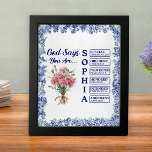 Custom Name Letter God Says I Am Flower Toile De Jouy Style Picture Frame LM32 895389