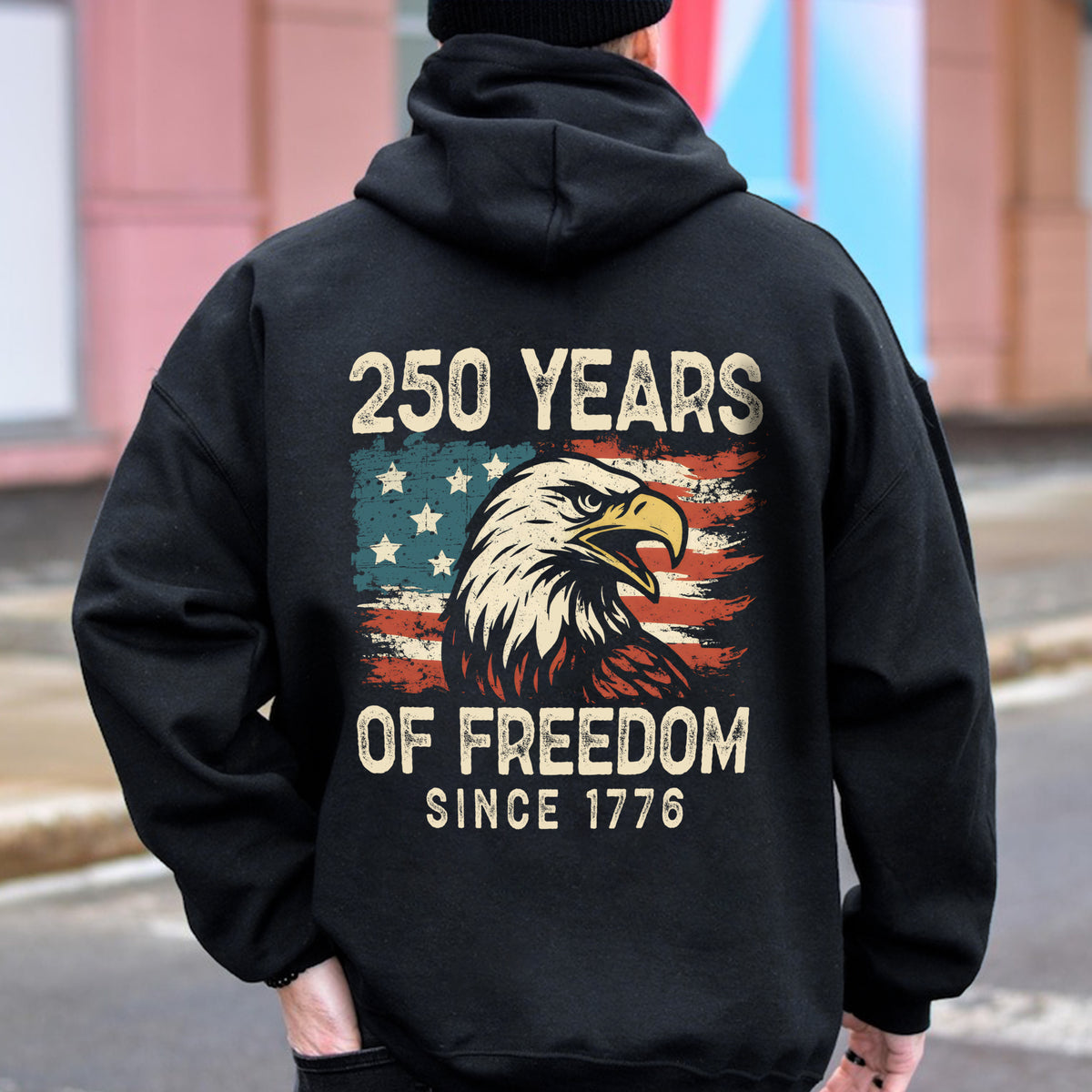 250 Years Of Freedom Since 1776 USA Bald Eagle America Flag Back Side Dark Shirt HA75 897368