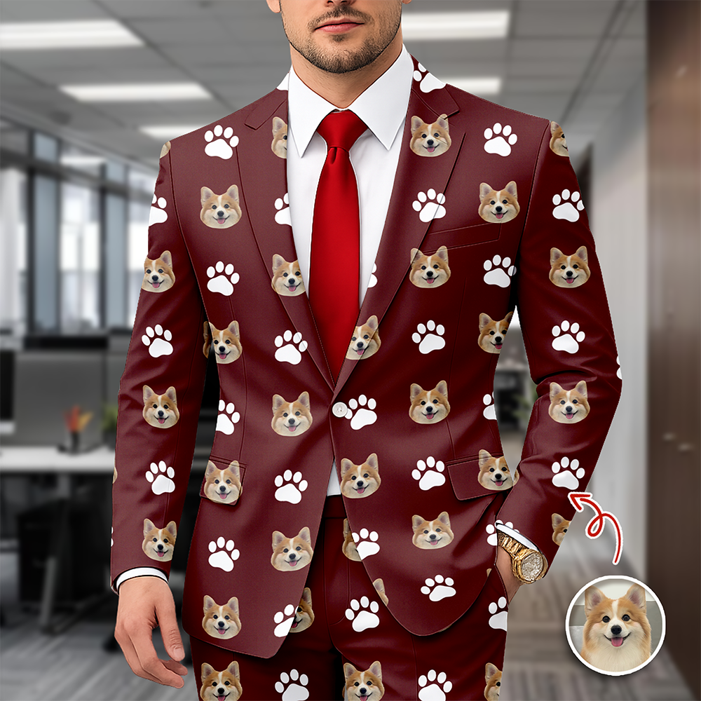 Custom Pet Face With Icon Men's Suit Gift for Pet Owners TH10 169829