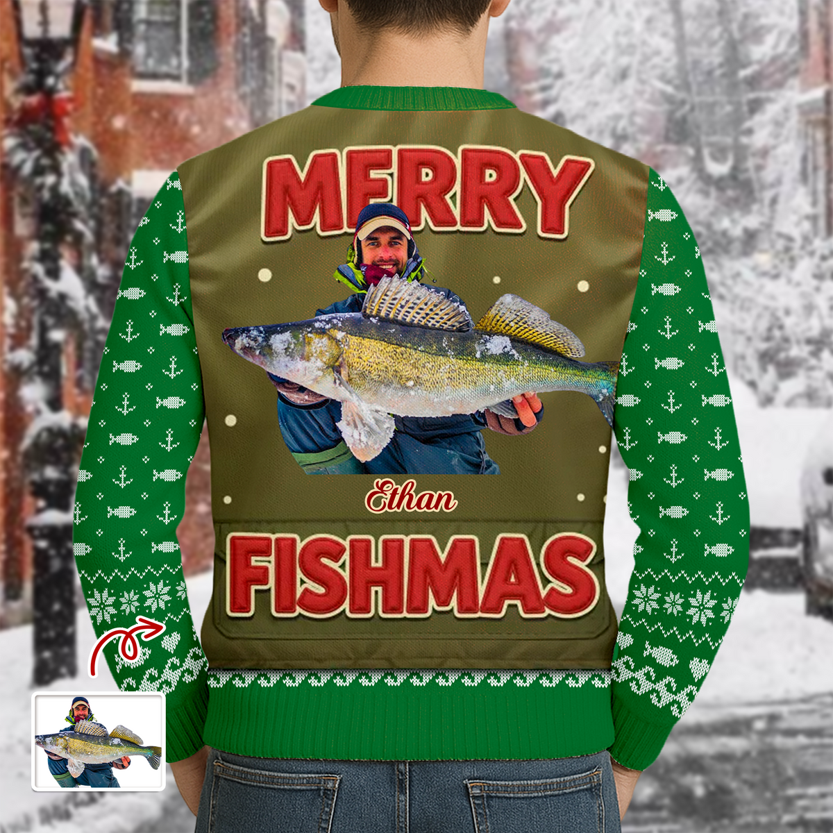 Custom Photo Merry Fishmas AOP Ugly Sweater For Fishing Lovers LM32 897175