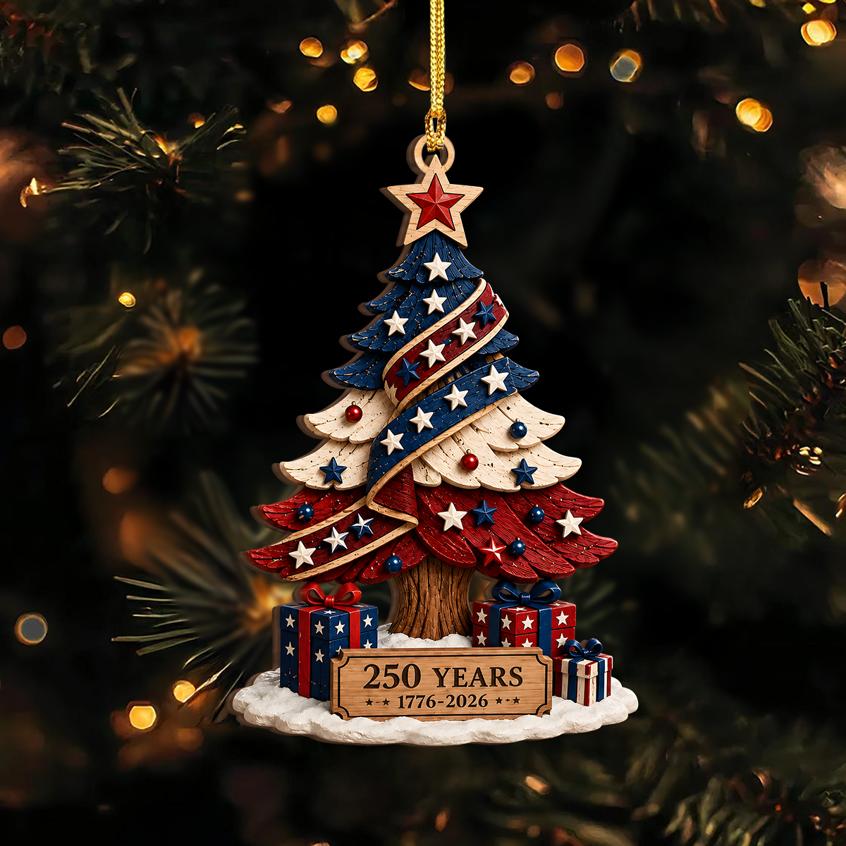 America Anniversary 1776-2026 Patriotic Wooden Ornament HO82 903338
